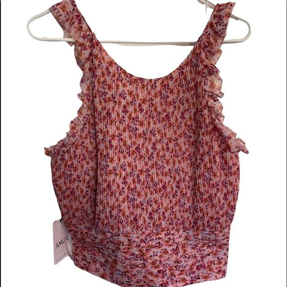 Amur Caelynn Floral Smocked Ruffle Cross Back Top .Size XL - Picture 4 of 16